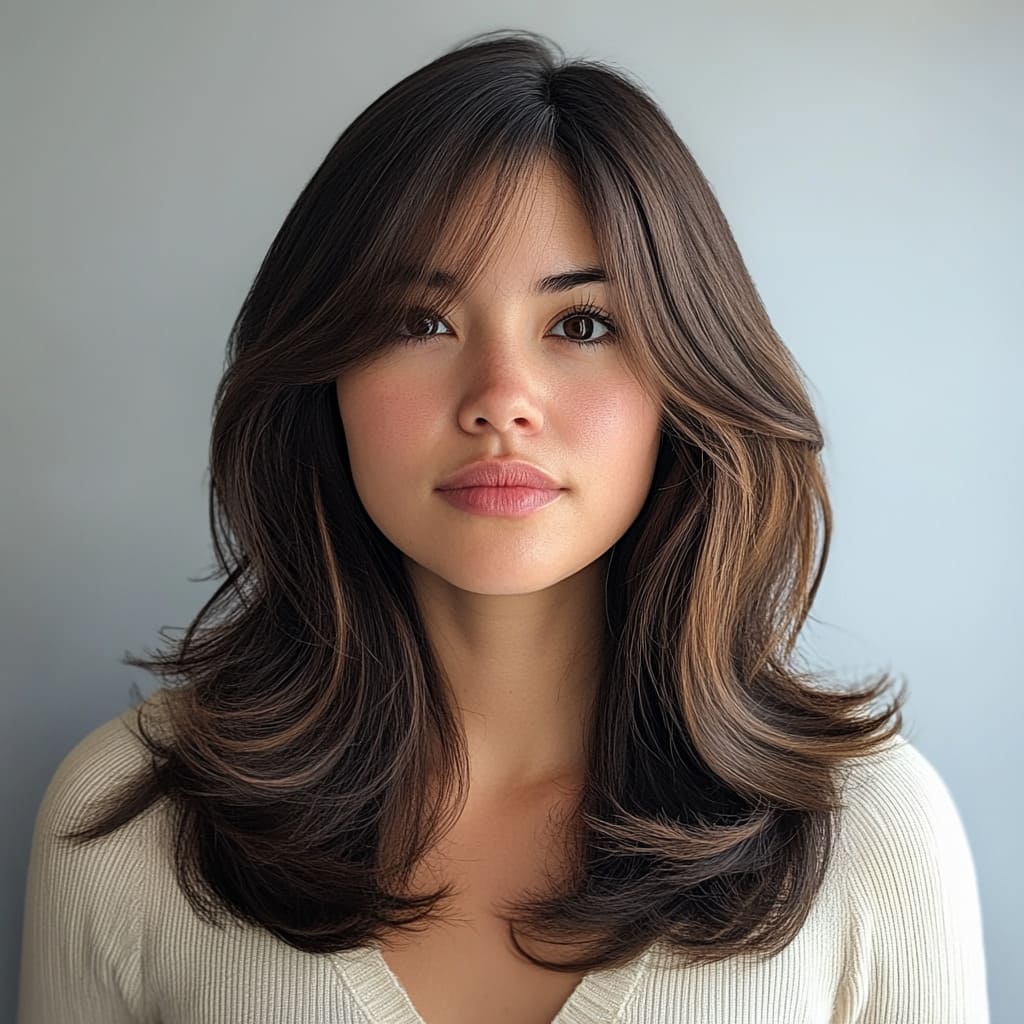 Blowout with Side Swept Bangs