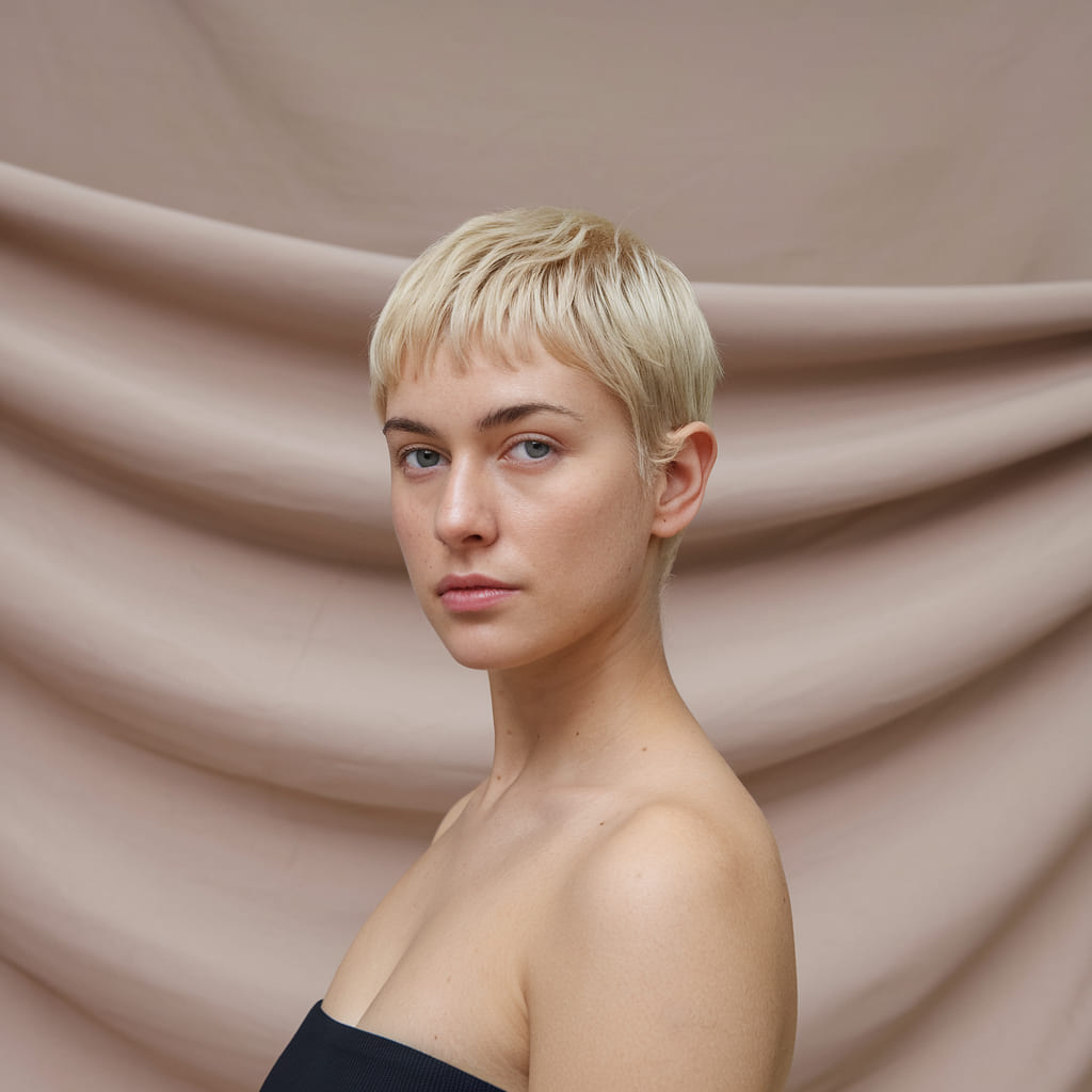 Blunt Cut Pixie with Sharp Bangs