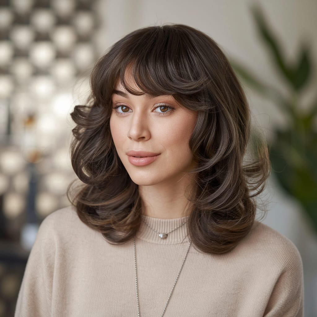 Curly Bangs with a Blowout