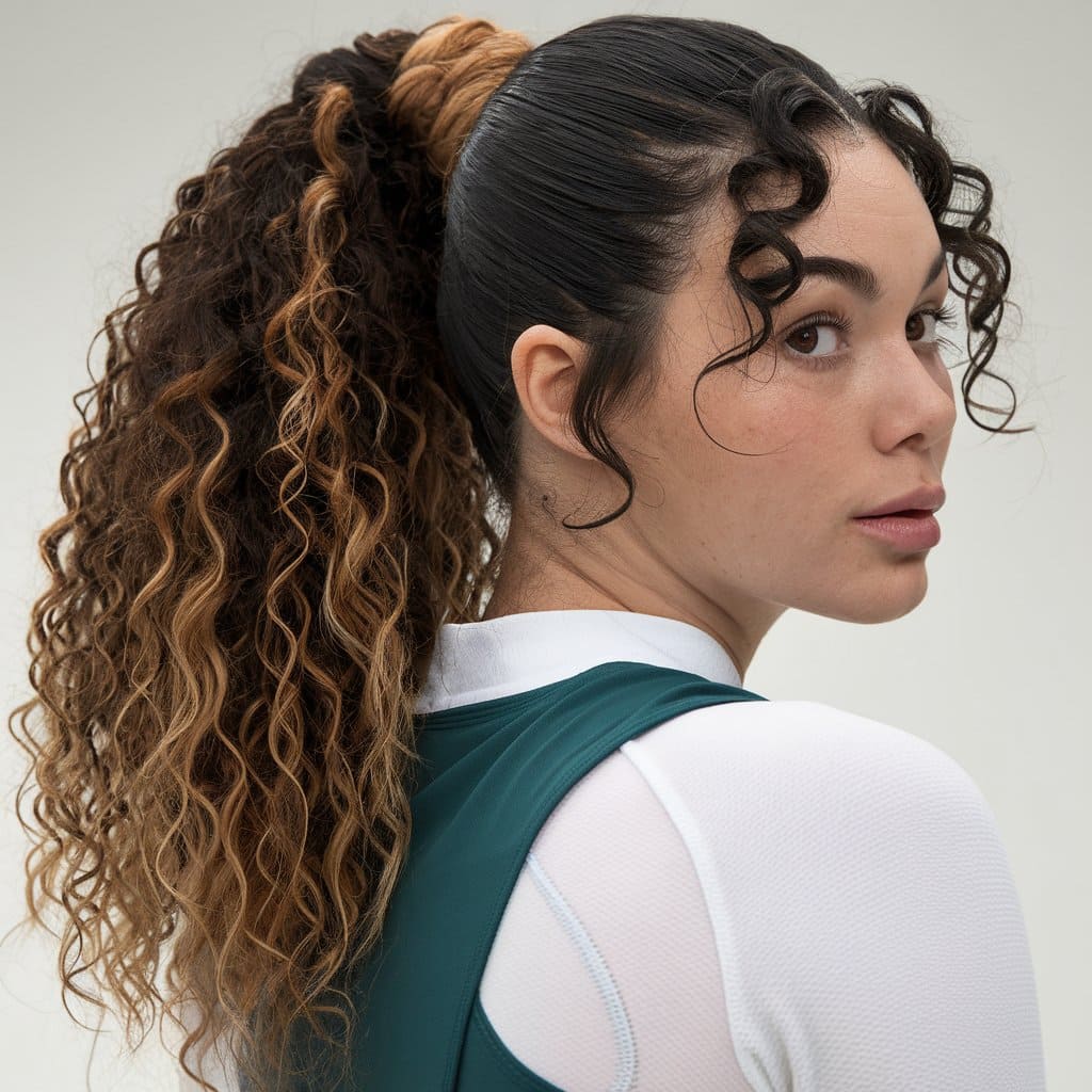 Curly Ponytail with Hair Wrap