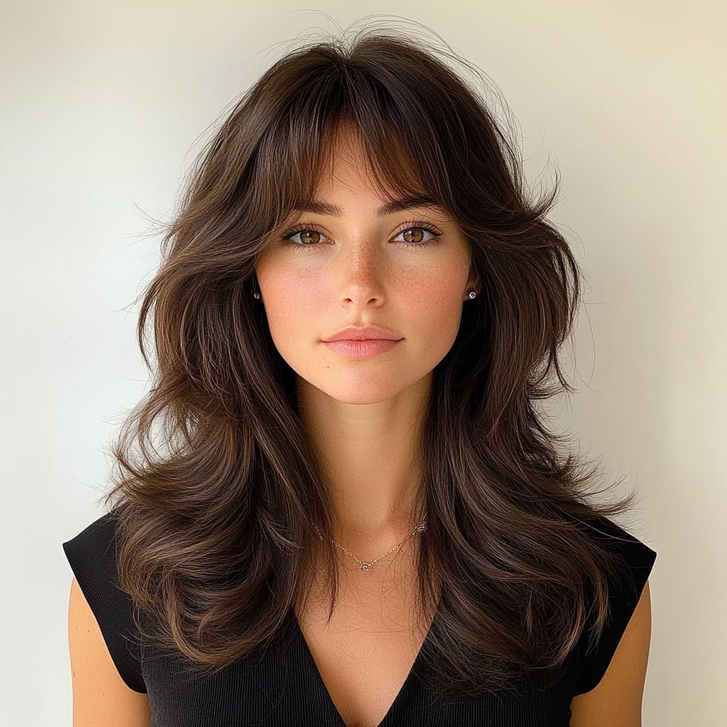 Layered Blowout with Bangs