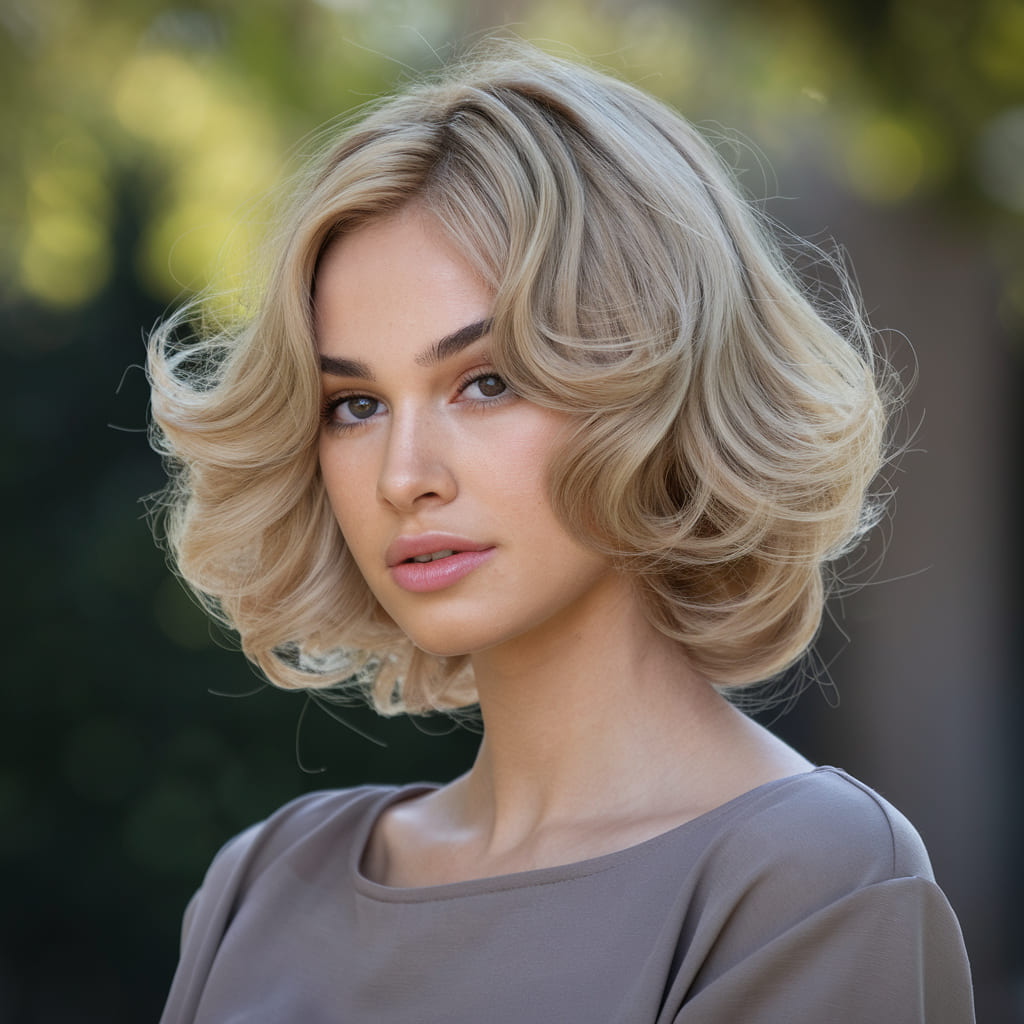 Voluminous Curled Bob Blowout