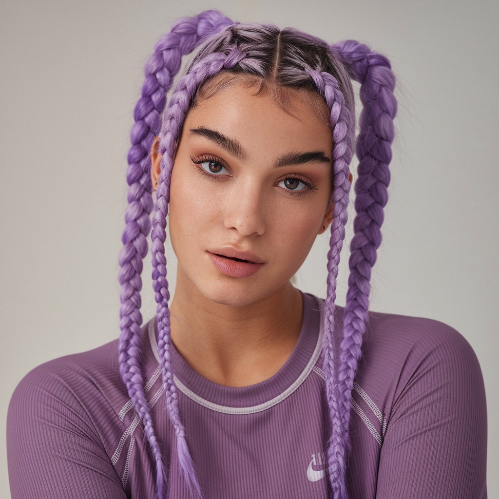 4-Braid Purple Hairstyle