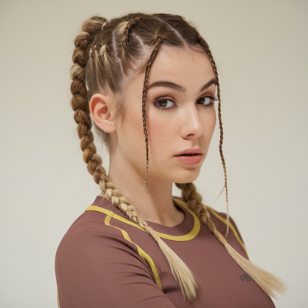 Double Boxer Braids for Shoulder-Length Hair