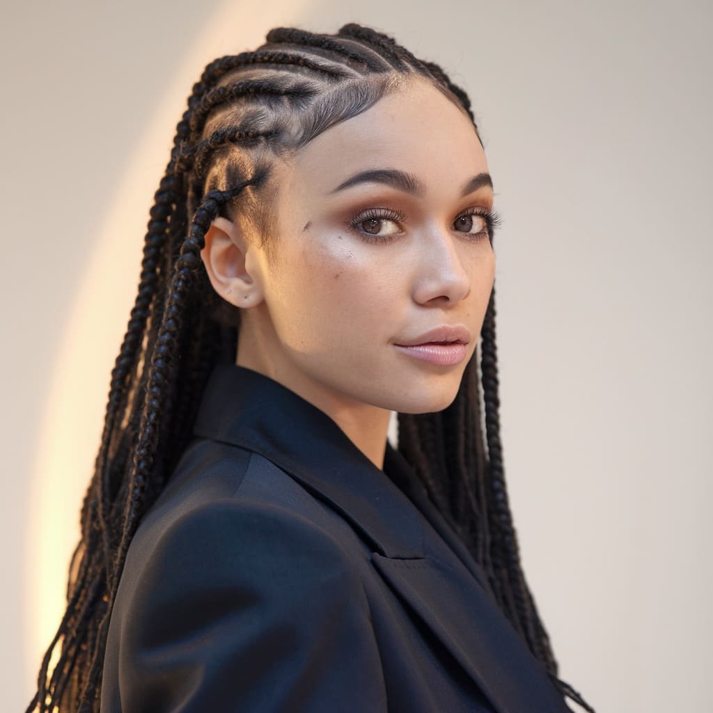 Small All-Back Cornrows with Side Baby Hair